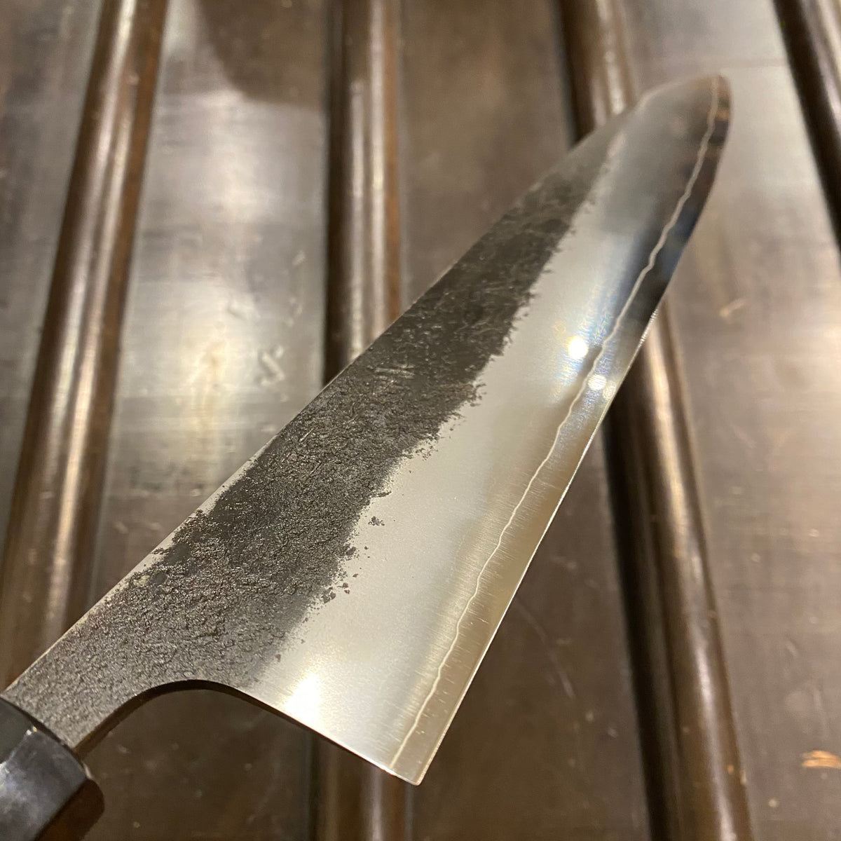 Konosuke Madei Sumiiro 240mm Gyuto SLD Kurouchi Nashiji - by Nihei W/ Saya