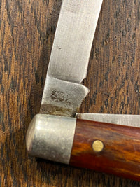 Schrade Walden NY 3 3/8” 832 Stockman Carbon Blades Wood Scales 1946-73