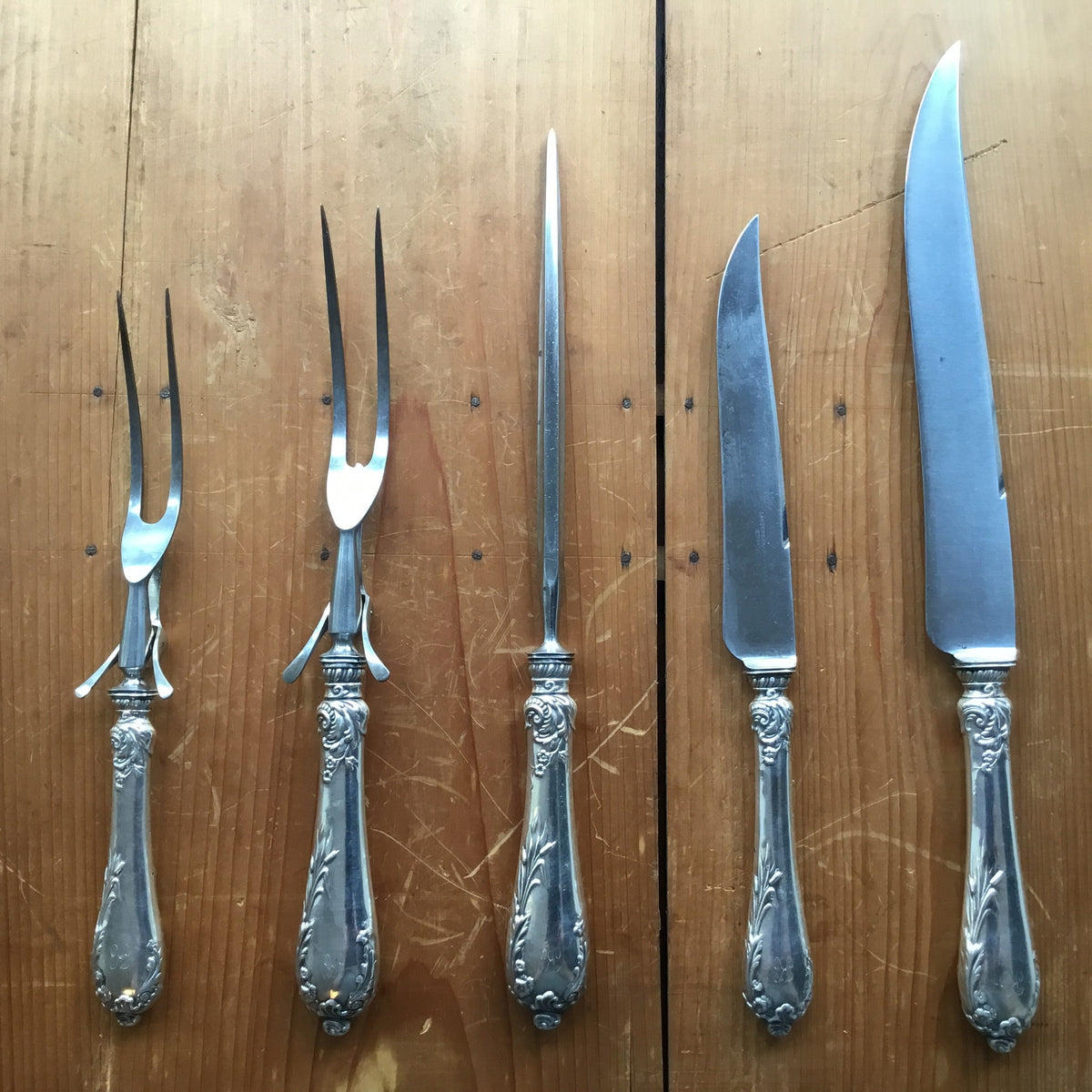 Landers Frary & Clark Aetna Works 5-piece Carving Set Silver-plated & Carbon Steel circa 1890-1910