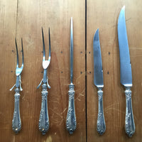 Landers Frary & Clark Aetna Works 5-piece Carving Set Silver-plated & Carbon Steel circa 1890-1910