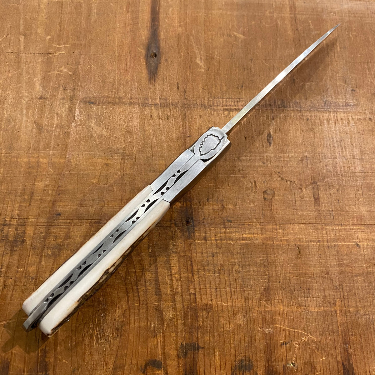 Fontenille Pataud Sperone 12cm Drop Point Stainless Lockback Stag Handle
