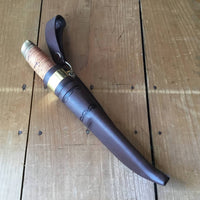 Iisakki Jarvenpaa 'Aito Puukko' 85mm Carbon Steel Stacked Birchbark & Brass Puukko