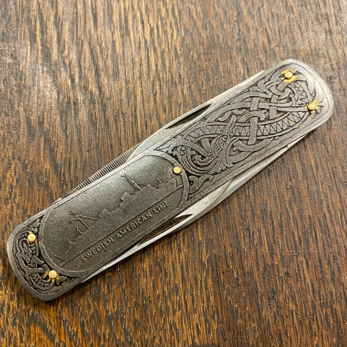 Emil Olsen 3 1/4” Lobster Pen Carbon Blades Nordic Steel Pattern Scales 1920’s