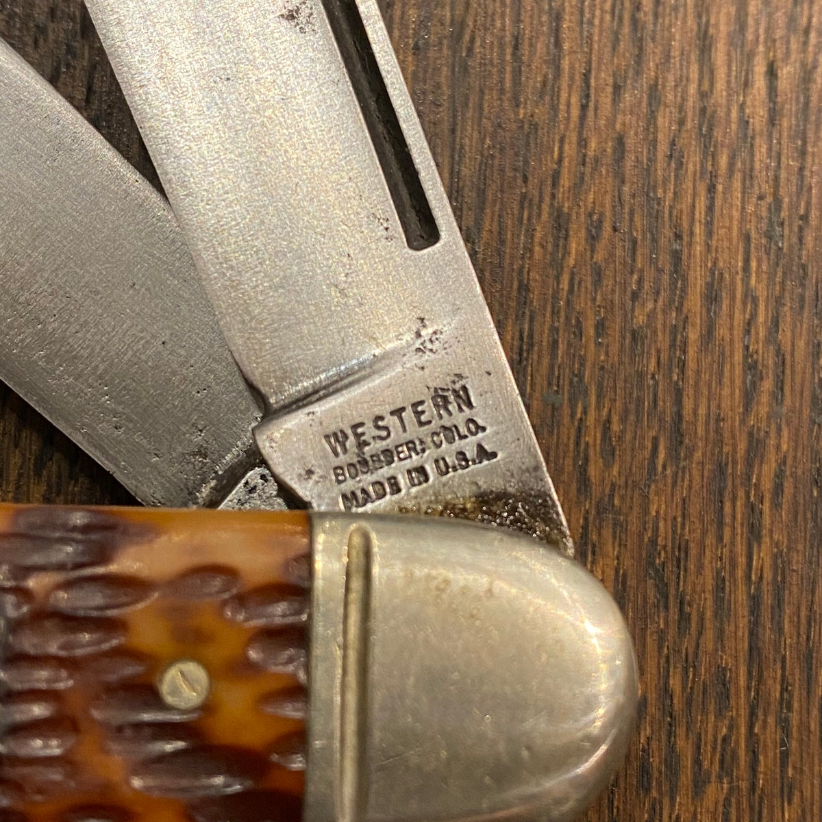 Western 4” Stockman Carbon Blades Delrin Scales 1961-76?