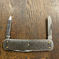 Emil Olsen 3 1/4” Lobster Pen Carbon Blades Nordic Steel Pattern Scales 1920’s