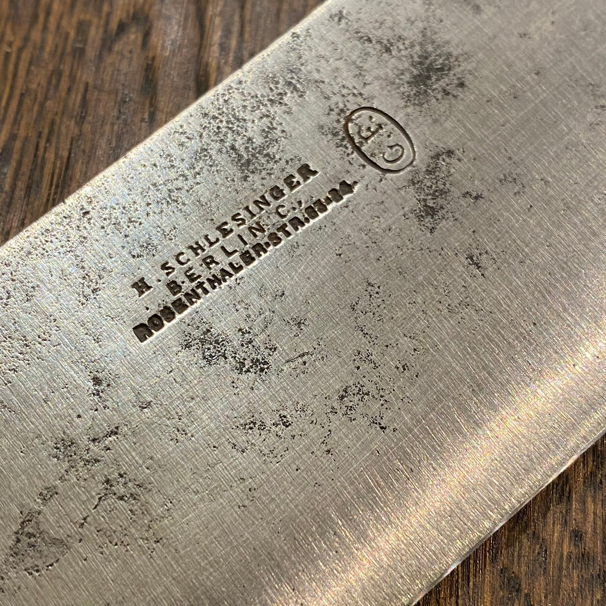 M Schlesinger Berlin 11.75” Chef Knife Carbon Steel 19th C?