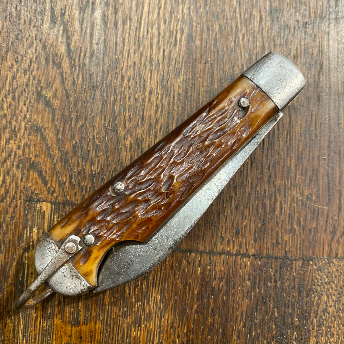 Imperial 3 3/8” Easy Opener Jack Carbon Blades Bone Scales US WW2 Issue