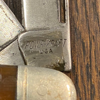 Powr-Kraft 4" Stockman Carbon Steel Blades Butterscotch Celluloid 1939-50s