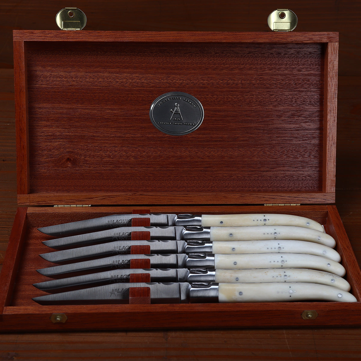 Fontenille Pataud Laguiole Steak Knife Set of 6 Cow Bone