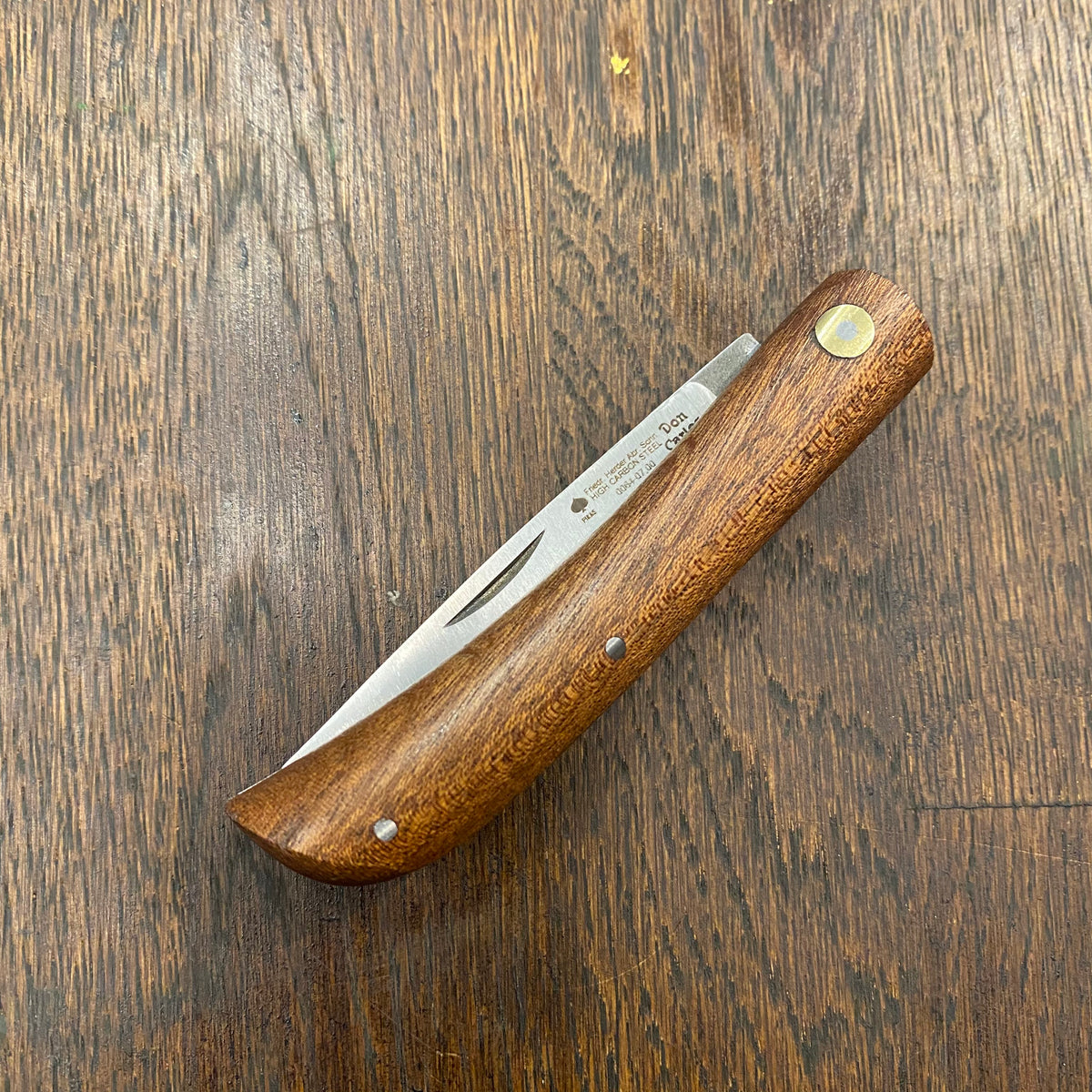 Friedr Herder 4 1/8” Sodbuster / Miner’s Jack Drop Point Carbon Lockback Sapele Wood Handle