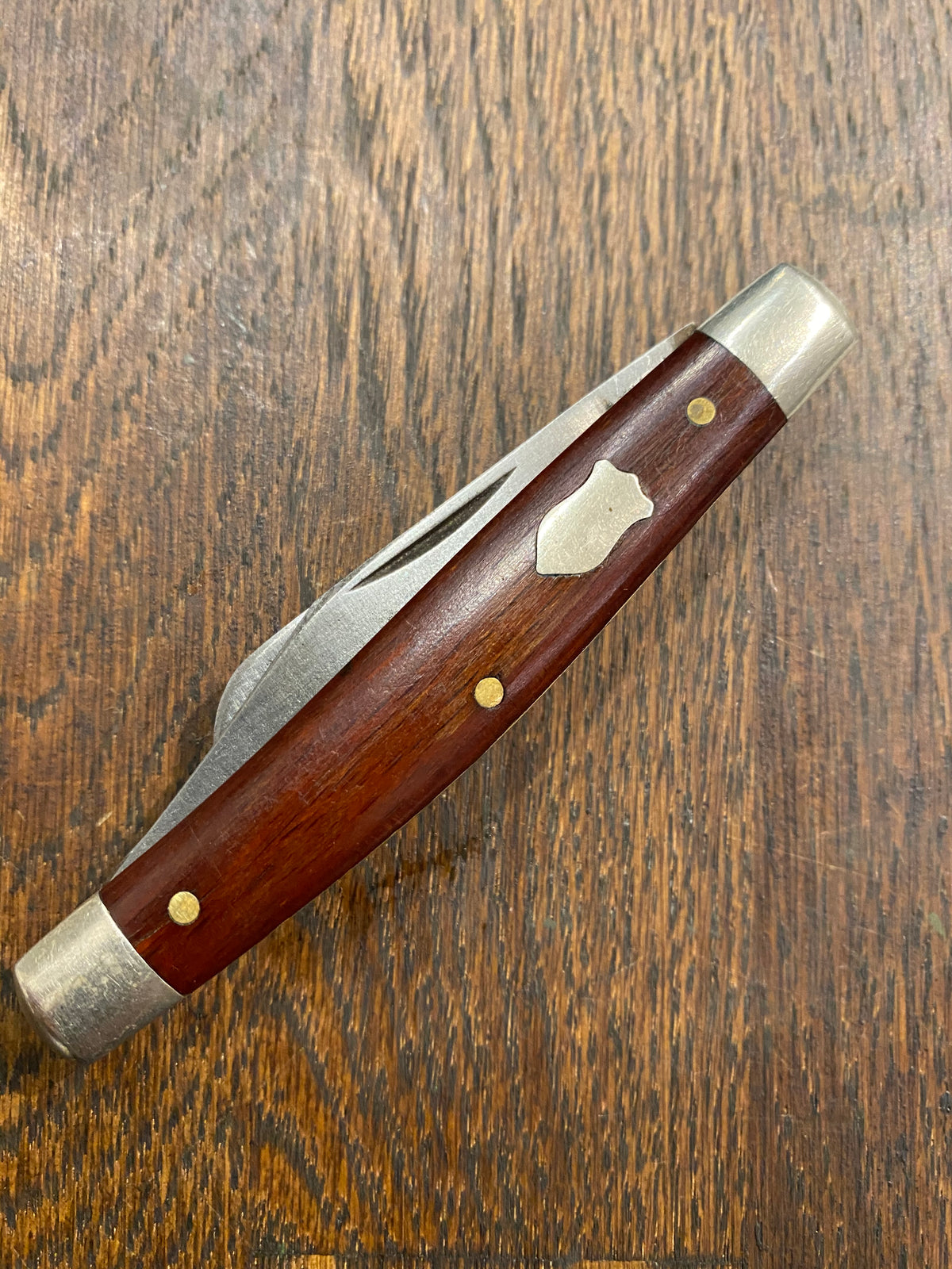 Schrade Walden NY 3 3/8” 832 Stockman Carbon Blades Wood Scales 1946-73