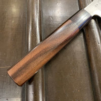 Takada no Hamono 180mm Santoku Iron Clad Aogami 2 Suiboku Finish Pakka & Ebony