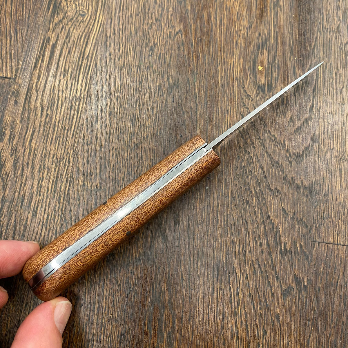 Friedr Herder 4 1/8” Sodbuster / Miner’s Jack Drop Point Carbon Lockback Sapele Wood Handle
