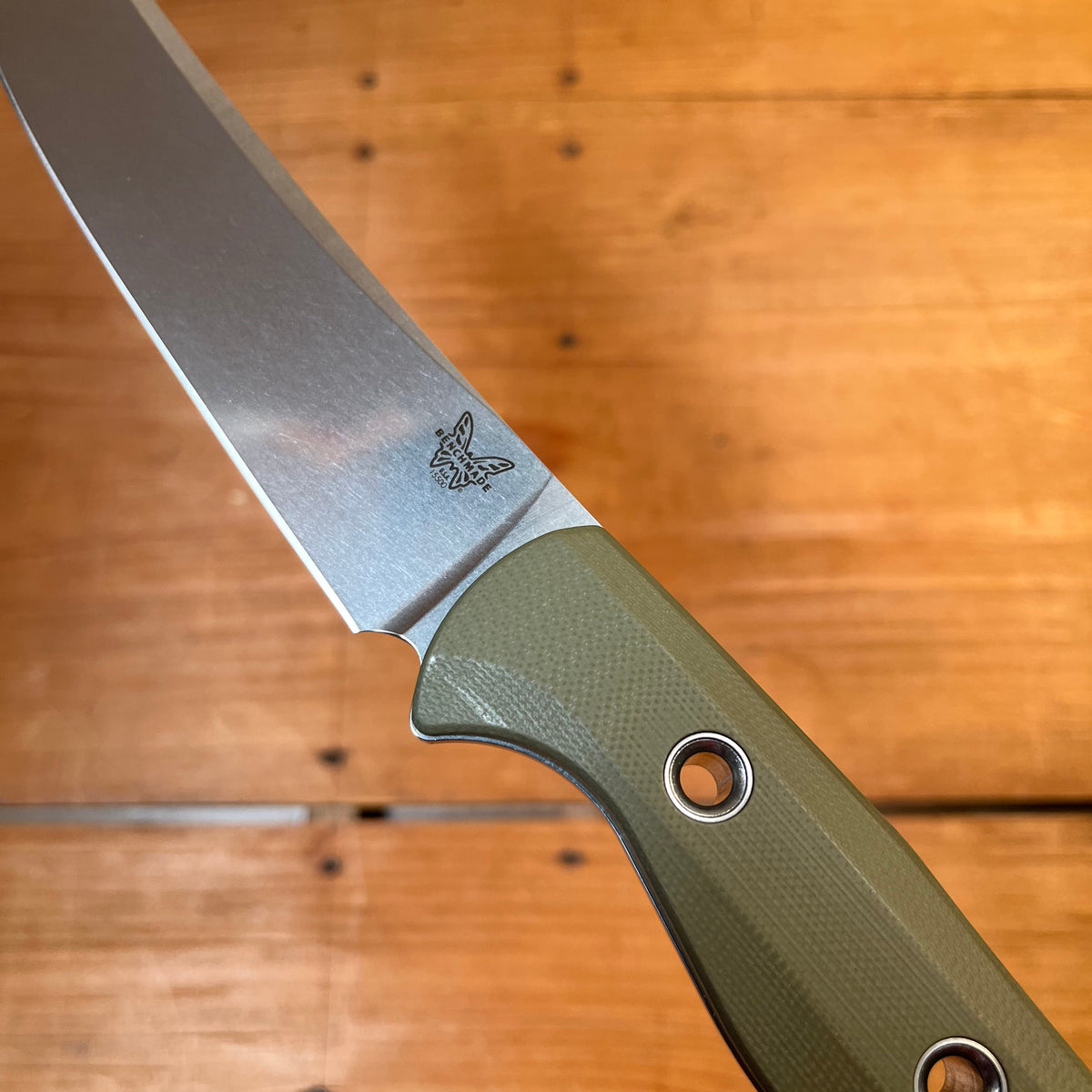 Benchmade 15500-3 Meatcrafter 6" Trailing Point CPM-S45VN Fixed Blade OD Green G10 Handle with Sheath