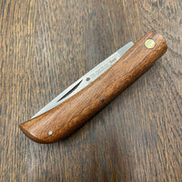 Friedr Herder 4 1/8” Sodbuster / Miner’s Jack Drop Point Carbon Lockback Sapele Wood Handle