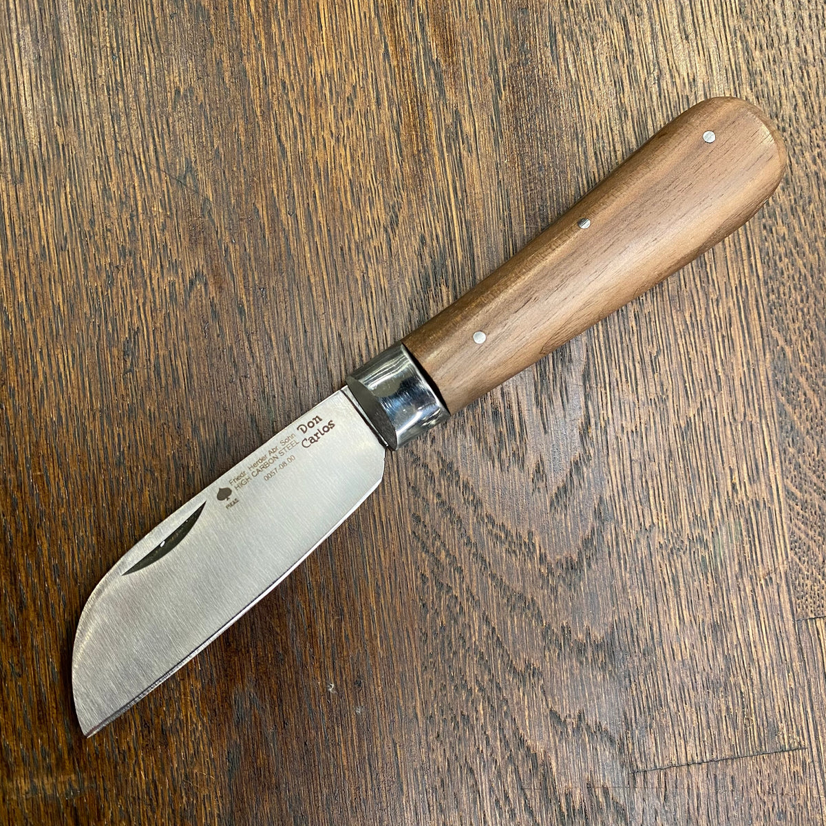 Friedr Herder 4” Sheepsfoot Carbon Lockback Sapele Wood Handle