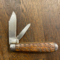 H.S.&B. OVB 3 1/2” Jack Carbon Blade Bone Scales Late 19th Early 20th C