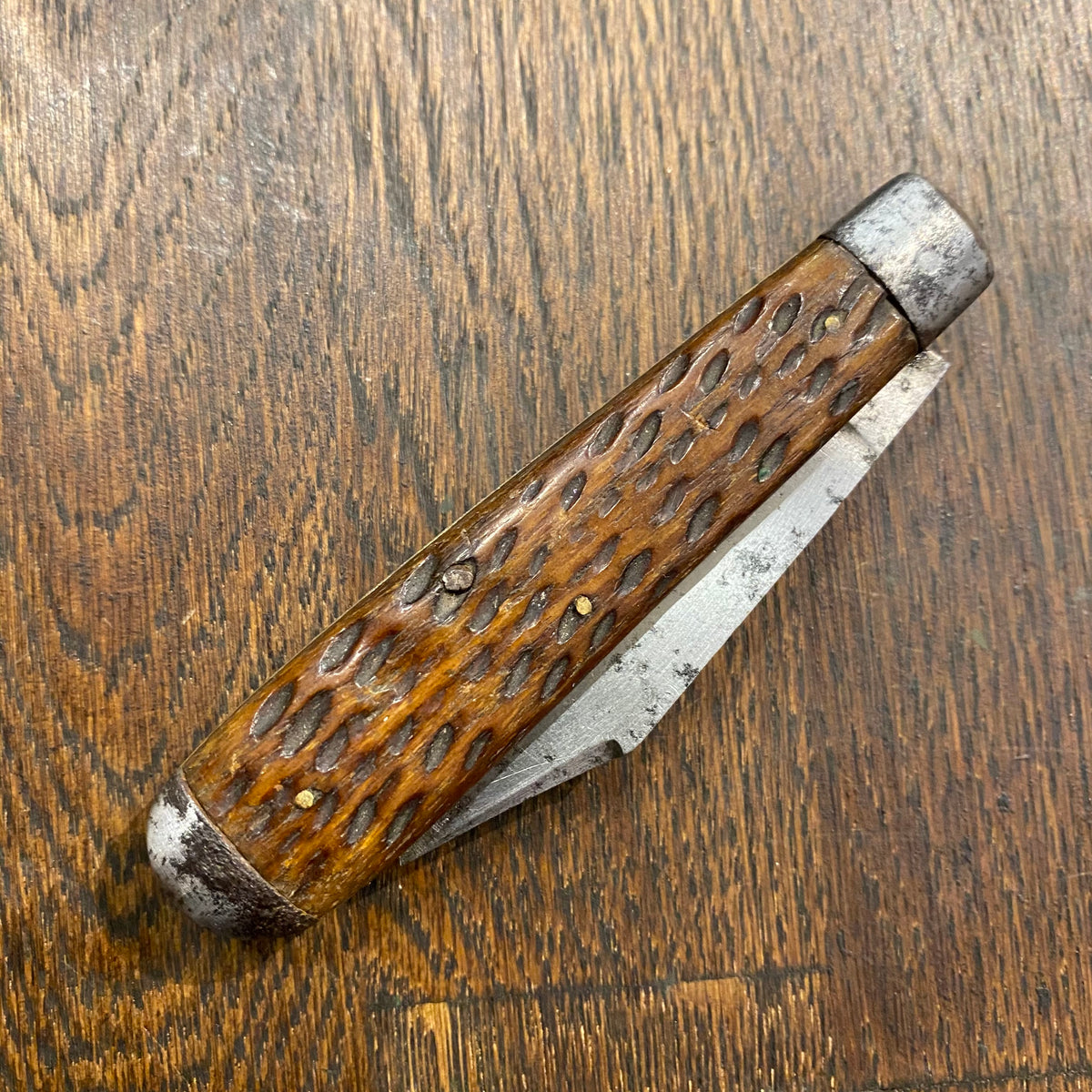 H.S.&B. OVB 3 1/2” Jack Carbon Blade Bone Scales Late 19th Early 20th C