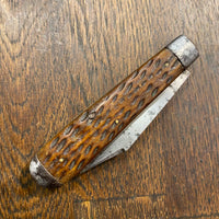 H.S.&B. OVB 3 1/2” Jack Carbon Blade Bone Scales Late 19th Early 20th C