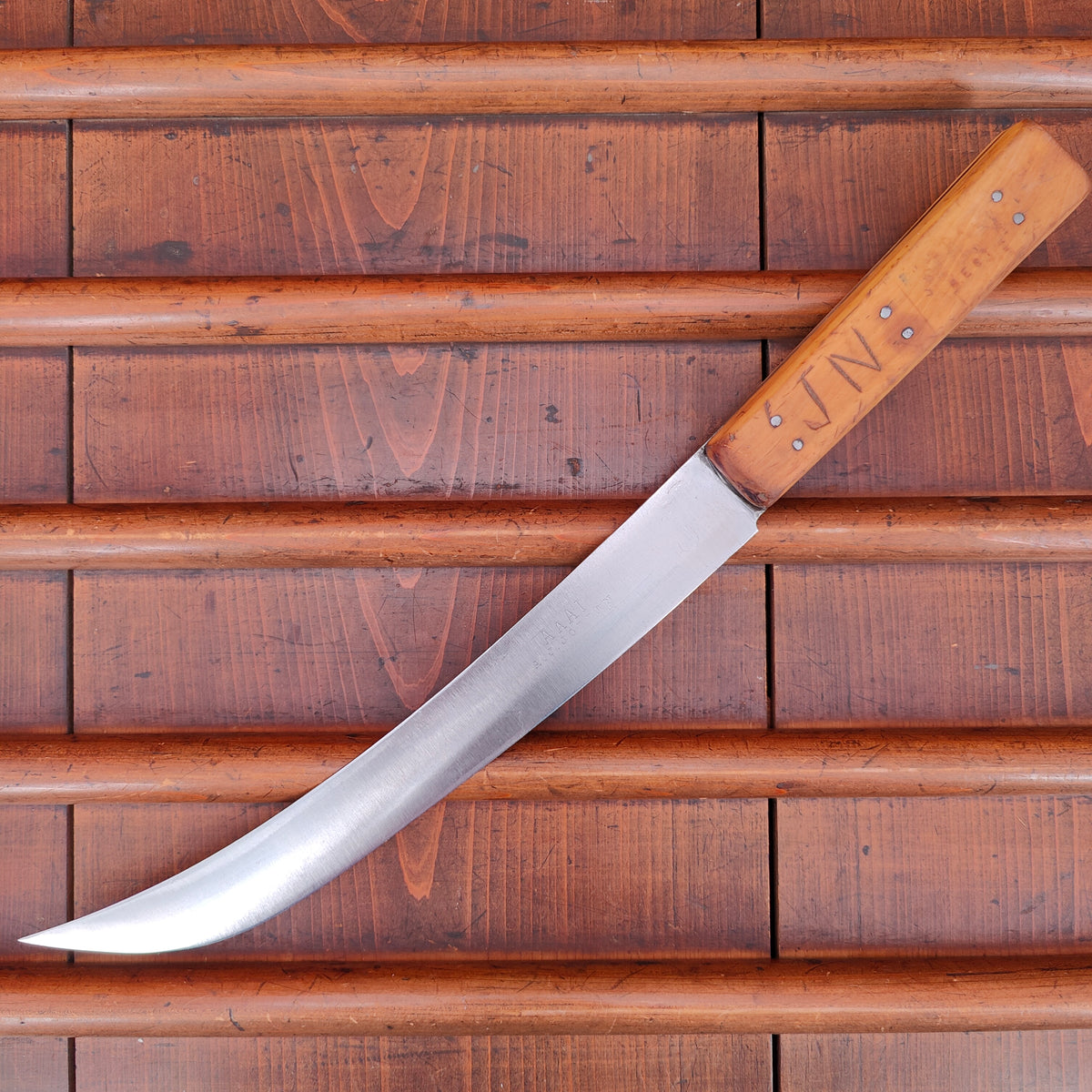 A J Jordan 10" Butcher Scimitar Double Shear Steel Boxwood is 1871-1927