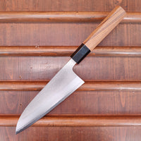 Yoshikane Hamono 165mm Santoku Shirogami 2 Nashiji Teak Handle