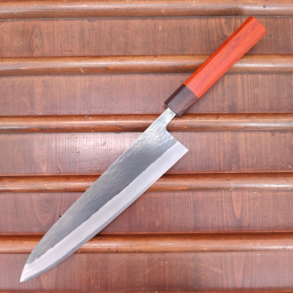 Hitohira TD 240mm Gyuto Stainless Clad Aogami 2 Kurouchi Padauk Handle