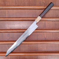Yoshikazu Tanaka 270mm Kiritsuke Sujihiki Shirogami 1 Damascus Ebony