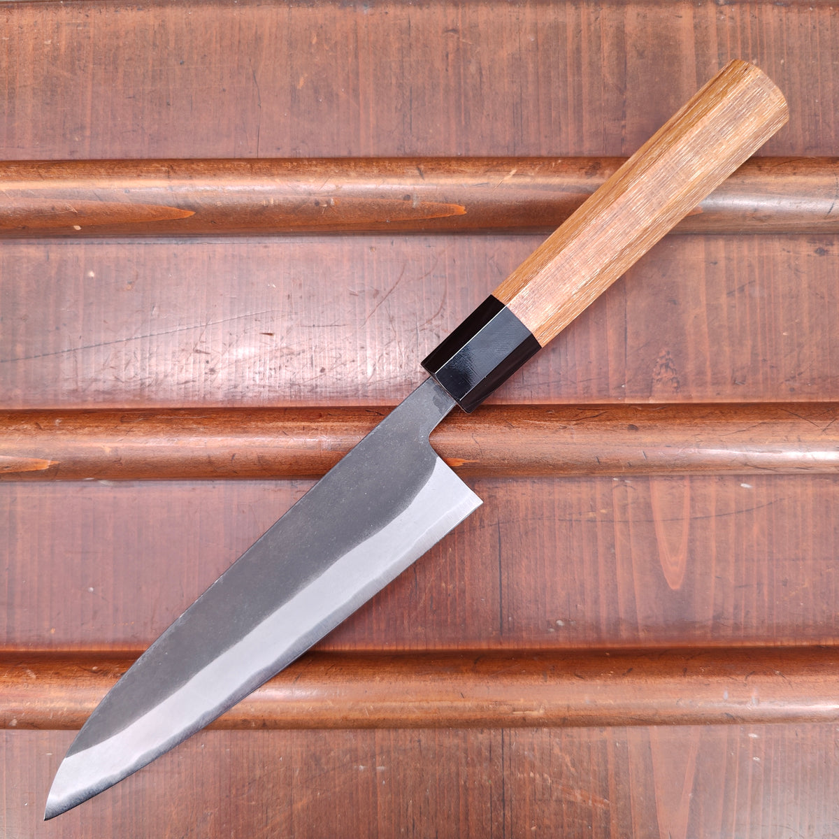 Kamo Shiro 150mm Petty Aogami Super Kurouchi Teak Horn