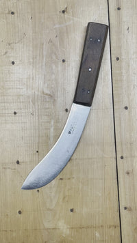 Antique I Wilson skinning knife made in Sheffield England in the late 19th or early 20th century. I Wilson was in operation for a long period of time (1750-1970) but was especially a huge producer of butcher knives in the 19th and early 20th century, the bulk of which were exported to the USA. I Wilson knives are hand forged carbon steel with a 3/4 tang and simple pinned beechwood handle.