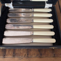 Fish Forks & Knives Silverplate & Celluloid -English 1930's?