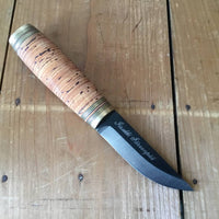 Iisakki Jarvenpaa 'Aito Puukko' 85mm Carbon Steel Stacked Birchbark & Brass Puukko