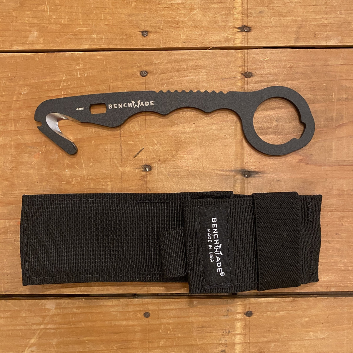 Benchmade 8 BLKWMED Hook 440C Single Piece Handle with O2 Wrench Bottle Opener and Sheath