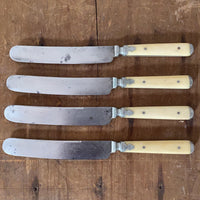 Meriden Cutlery Co Knife & Fork Set of 4 Bone & Pewter 1855-1918 (these 1870's?)
