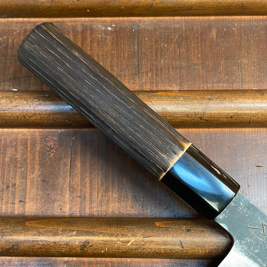 Sakai Kikumori Nakagawa 210mm Gyuto Aogami 1 Kurouchi  Burnt Chestnut with Saya