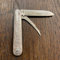 Sterling Silver Victorian Fruit Knife Floral Motif Birmingham 19th C