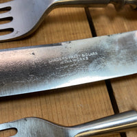 L F & C Aetna Works Set Of Forks & Knives Carbon Steel Gutta Percha 1870’s-90’s