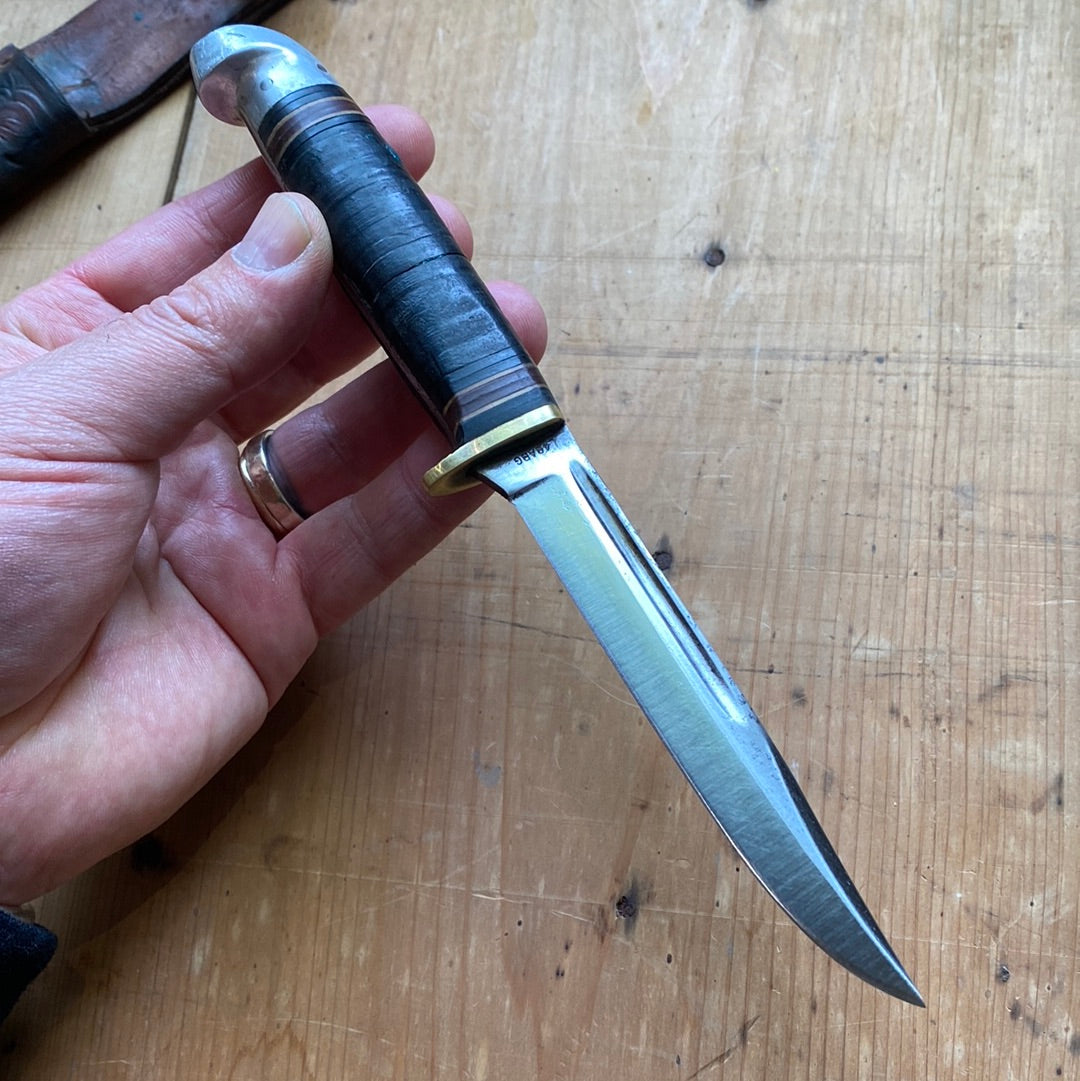Western 4.25” Bird & Trout Fixed Blade Knife Boulder Colo. L48AGB 1950’s-60’s