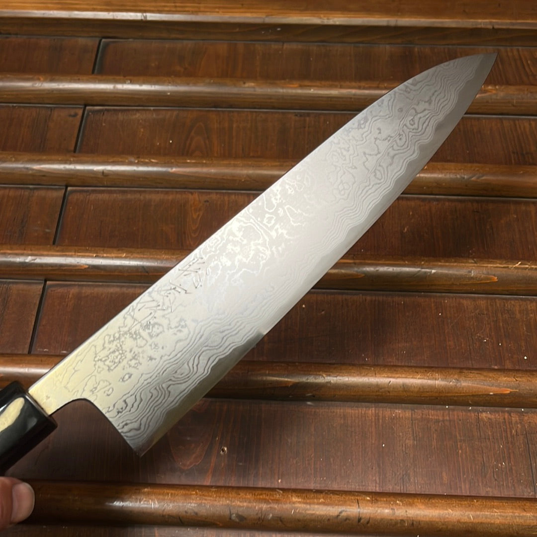 Wakui 240mm Gyuto Shirogami 2 Suminagashi Chestnut