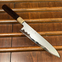 Tetsujin Hamono 210mm Gyuto Aogami 2 Wrought Iron Ebony Blonde Horn Handle