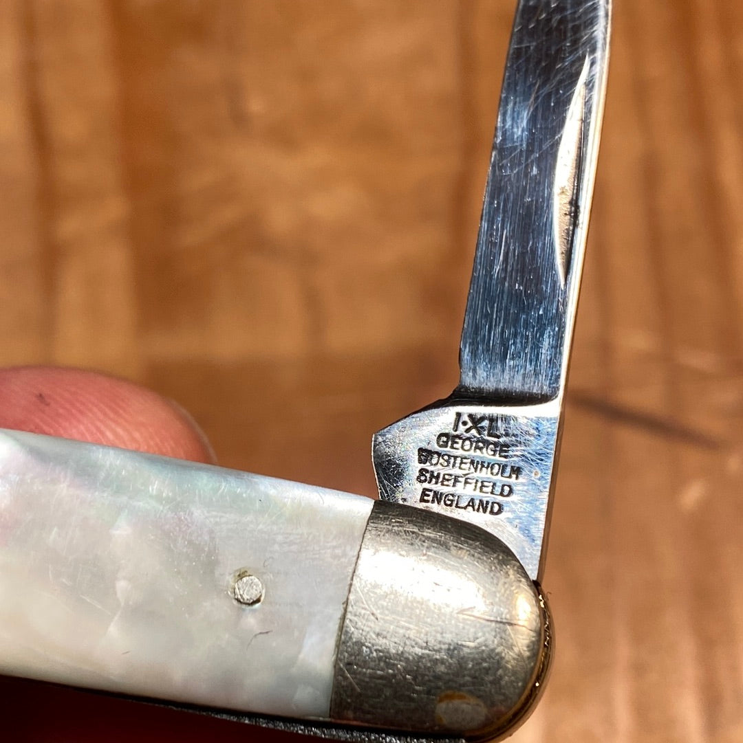 Geo Wostenholm IXL 3” Pen Knife Stainless Pearl 1930-71