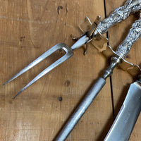 R Wallace & Sons 3 Pc Carving Set Silverplate Grapes & Floral Design 1871-1955