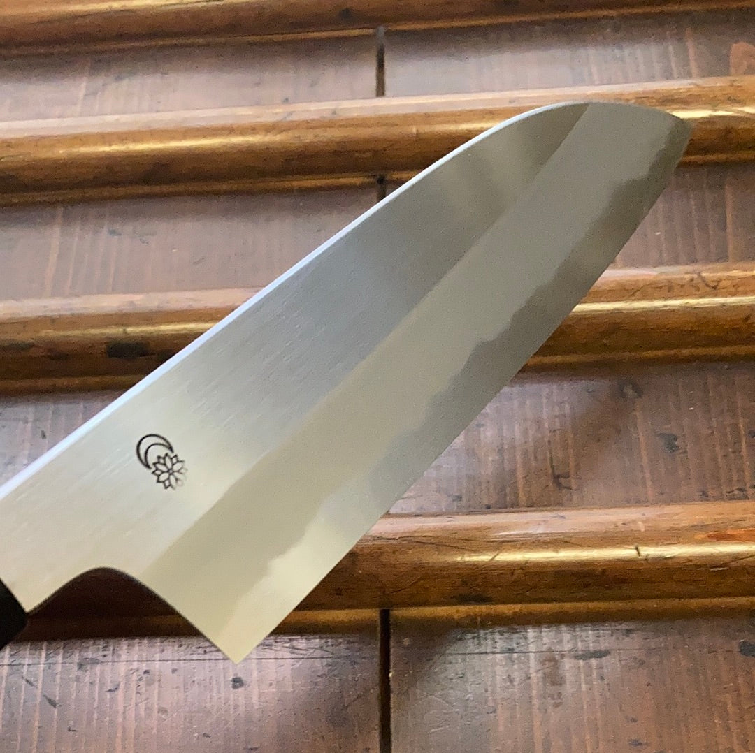 Sakai Kikumori Kikuzuki Kasumi 180mm Santoku Shirogami 2 with Saya