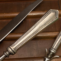 Unmarked 3pc Carving Set Carbon Steel Sterling Handles USA 1890’s-1920’s?