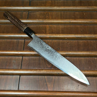 Wakui 240mm Gyuto Shirogami 2 Suminagashi Chestnut