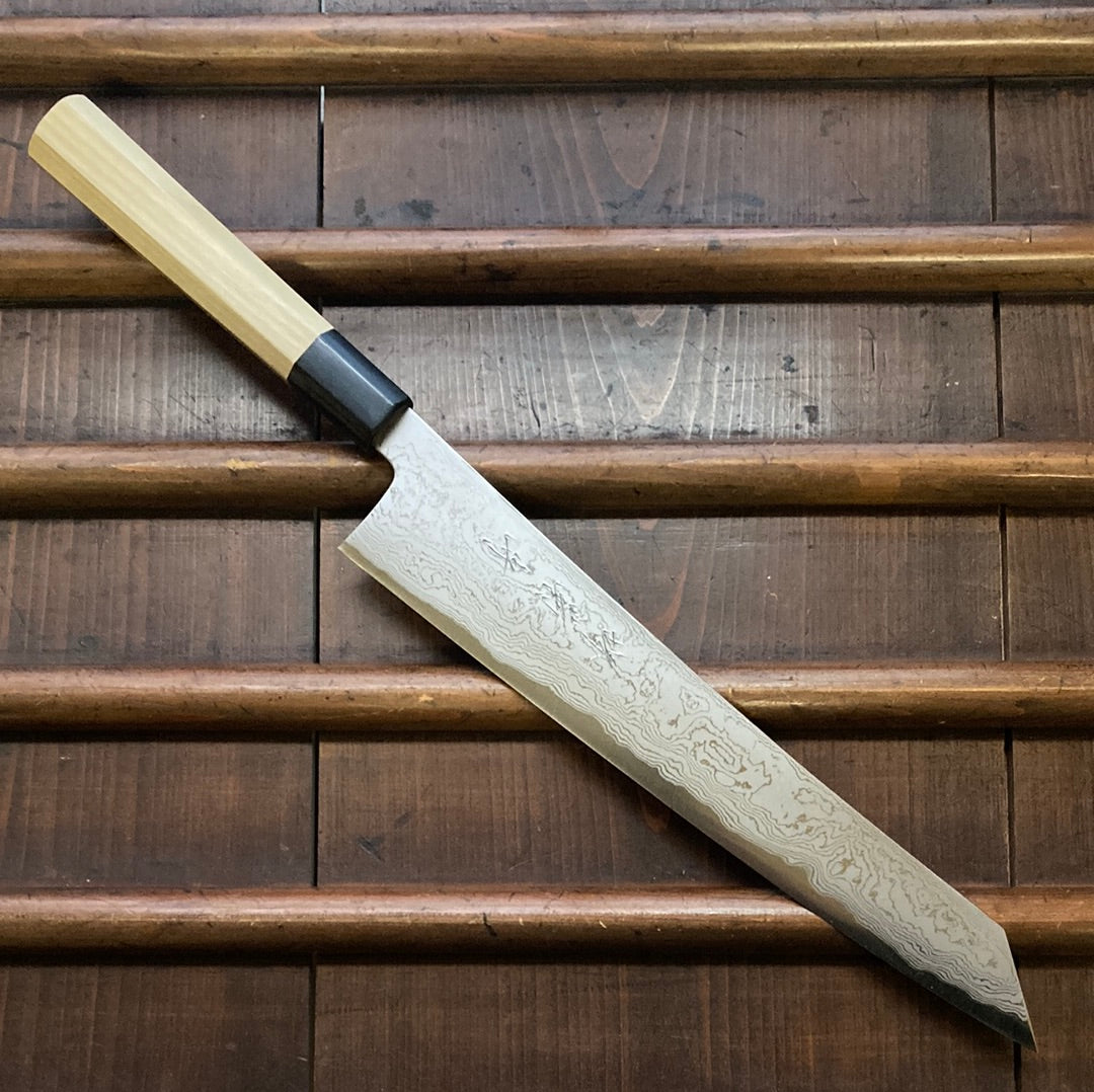 Sakai Kikumori x Bernal Cutlery Sori 270mm Kiritsuke Sujihiki Aogami 1 Suminagashi