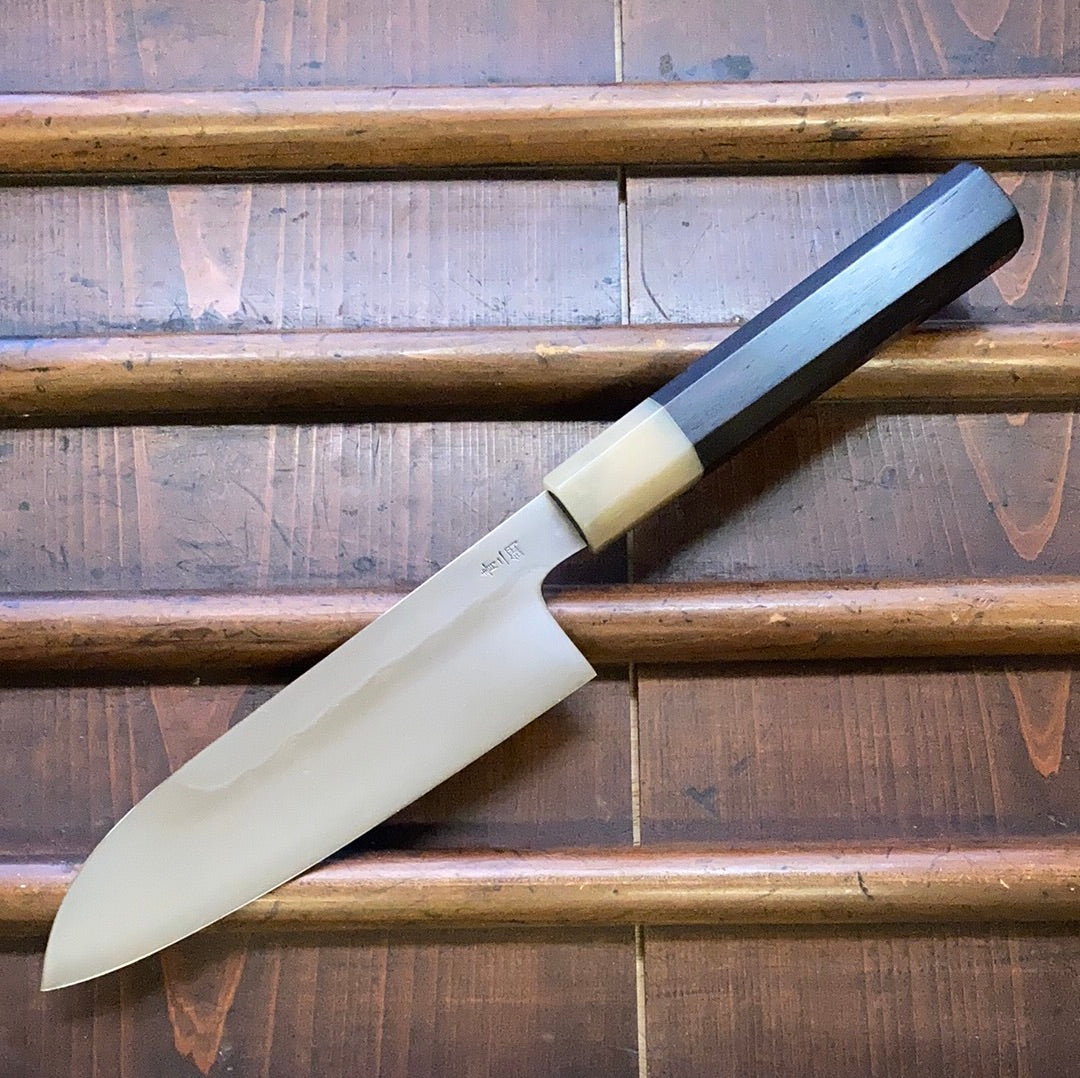 Takada no Hamono 180mm Santoku Aogami 2 Mizu Honyaki Ebony & Horn Octagonal