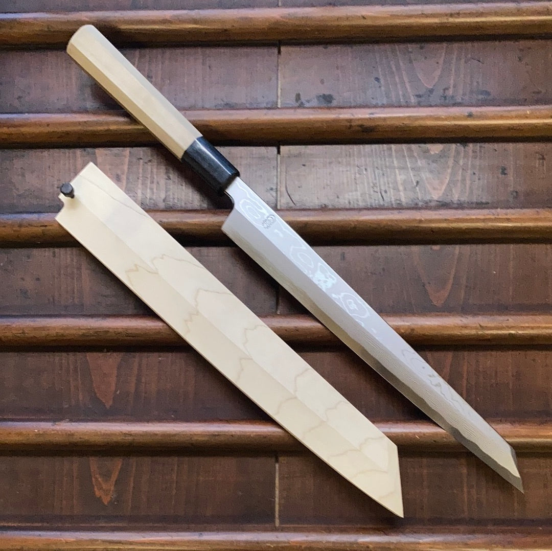 Sakai Kikumori Kikuzuki Uzu 270mm Kiritsuke Yanagi Aogami 1 with Saya