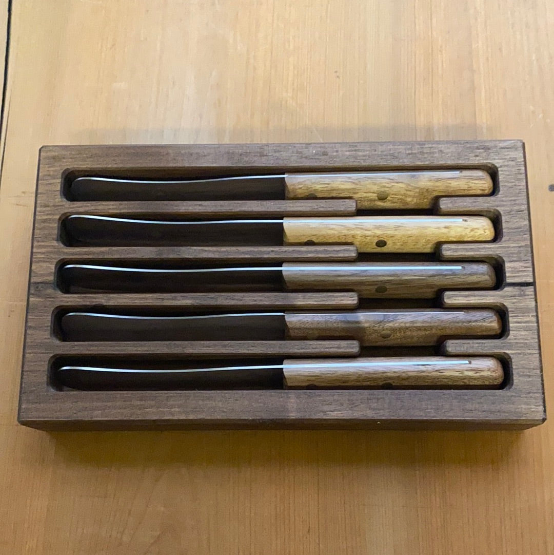 Friedr Herder Buckels Knife Set Stainless Walnut Handles with Walnut Box - 6 Pieces