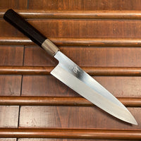 Hatsukokoro Komorebi 210mm Gyuto Aogami 2 Kyomen Hand Finished Kireba Ebony Blonde