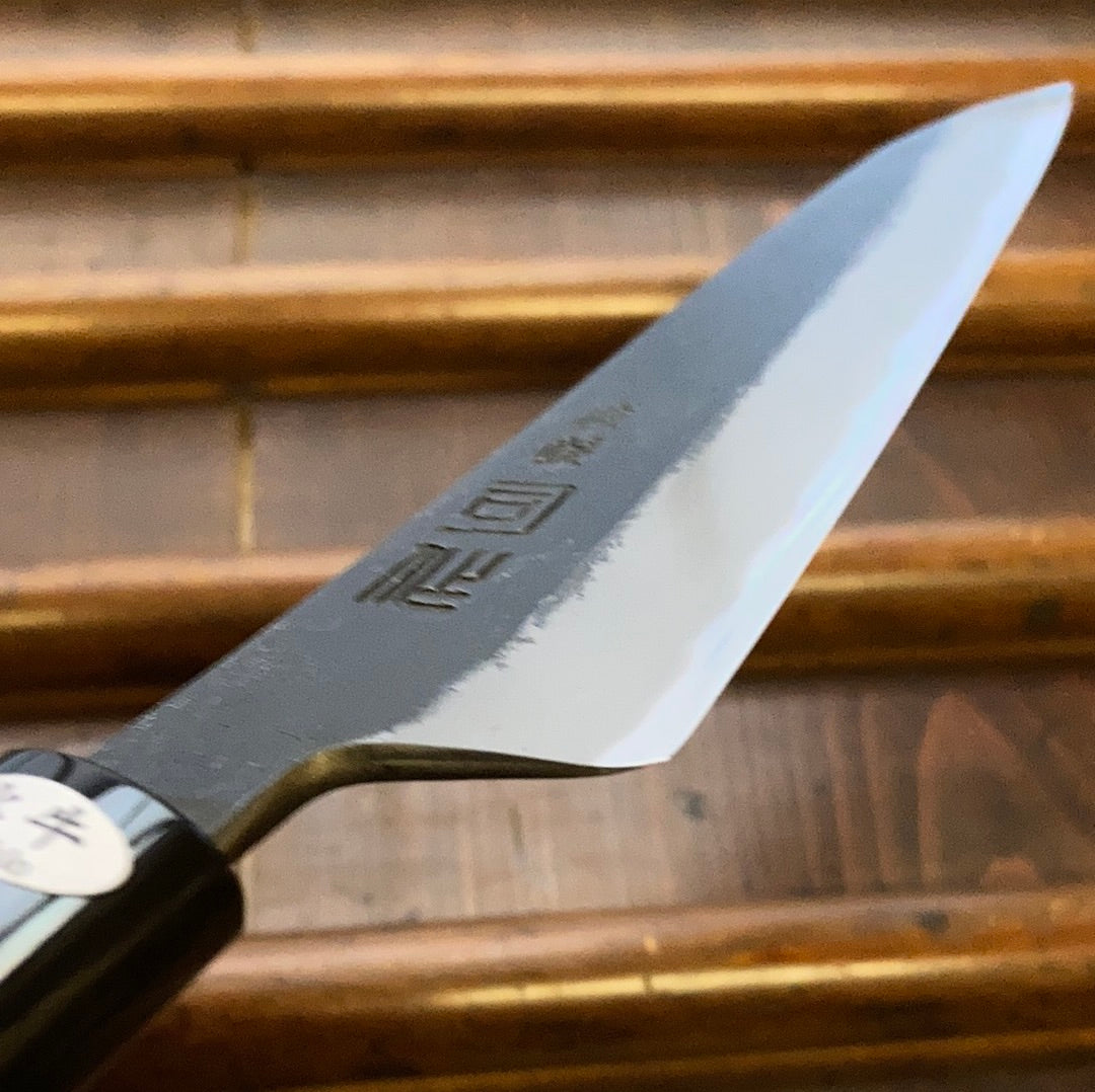 Tsukasa Hinoura 150mm Petty San Mai Nashiji Kurouchi Shirogami 2 Ho Wood Handle